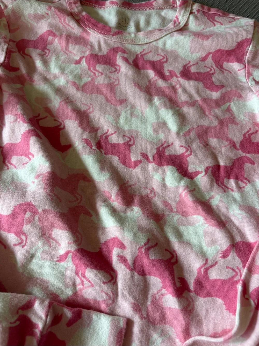 Gap girls sz 10 Pink horse Print Pajama Set EUC